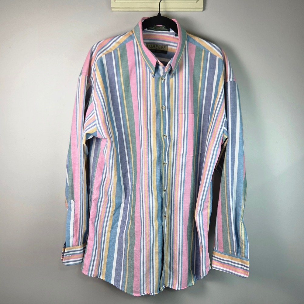 Loafers Reed St James Shirt Womens L Multi Color Excellent Striped Button Down